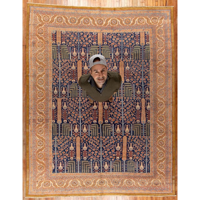 Early 20th Century Early 20th Century Zabihi Collection Persian Bakshaish Tree of Life Room Size Rug - 10'10" x 14'2" For Sale - Image 5 of 12