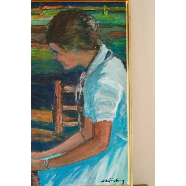 Mid-Century Modern Nils Forsberg, Two Women, 1950s, Oil on Canvas, Framed For Sale - Image 3 of 11