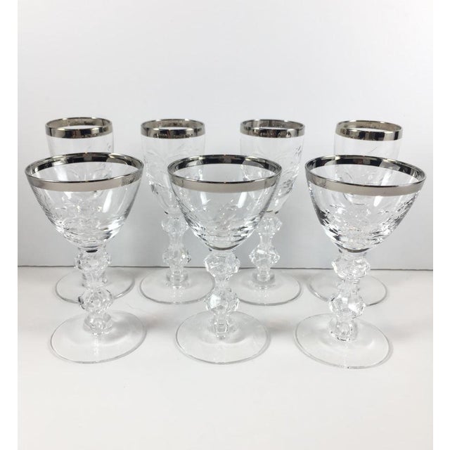 1950s Vintage Silver-Rimmed Floral Etched Cordial Glasses ...