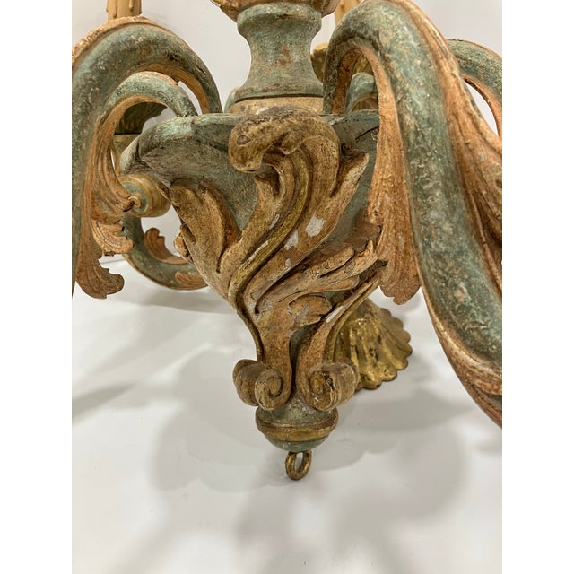 1970s Italian Painted Wood Chandelier For Sale - Image 9 of 9