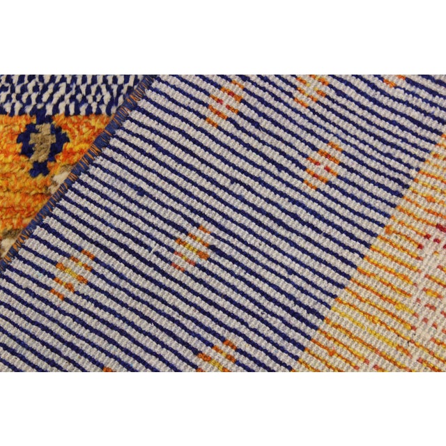 Blue Moroccan Tribal Rust/Blue Wool Rug - 8'9'' X 12'4'' For Sale - Image 8 of 10