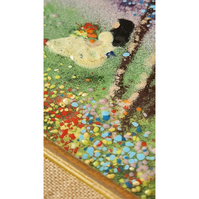 Pair of Mid-Century Enamel on Copper Figural Paintings in Gilt Frames, Circa 1960s For Sale - Image 9 of 18