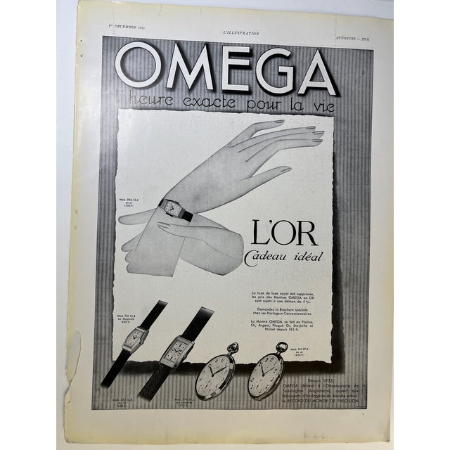 Illustration 1934 French Ad Rolex Omega Print For Sale - Image 3 of 3