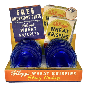 Kellogg's Cereal Display Advertisement With 'Moderntone' Depression Glass C. 1935-36