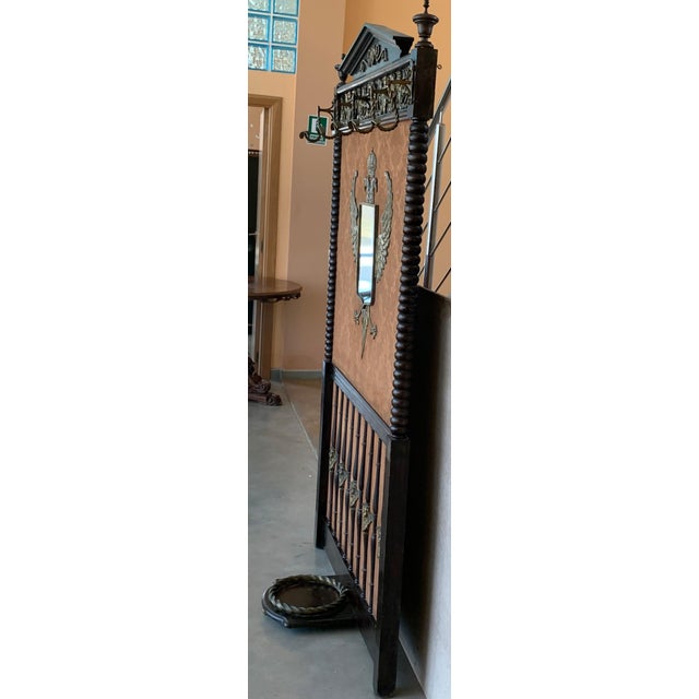19th Large Carved Spanish Solid Walnut Coat Rack Stand or Entry For Sale - Image 6 of 18