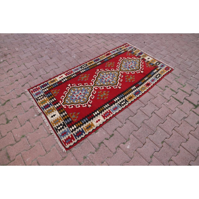 Tribal 1980s Traditional Red Cappadocia Kilim For Sale - Image 3 of 13