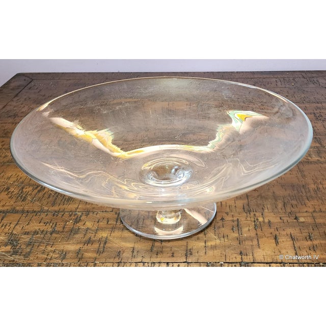 Vintage Glass footed Centerpiece Compote Bowl, 20th Century. Unsigned. No chips. Has some surface scratches but probably...
