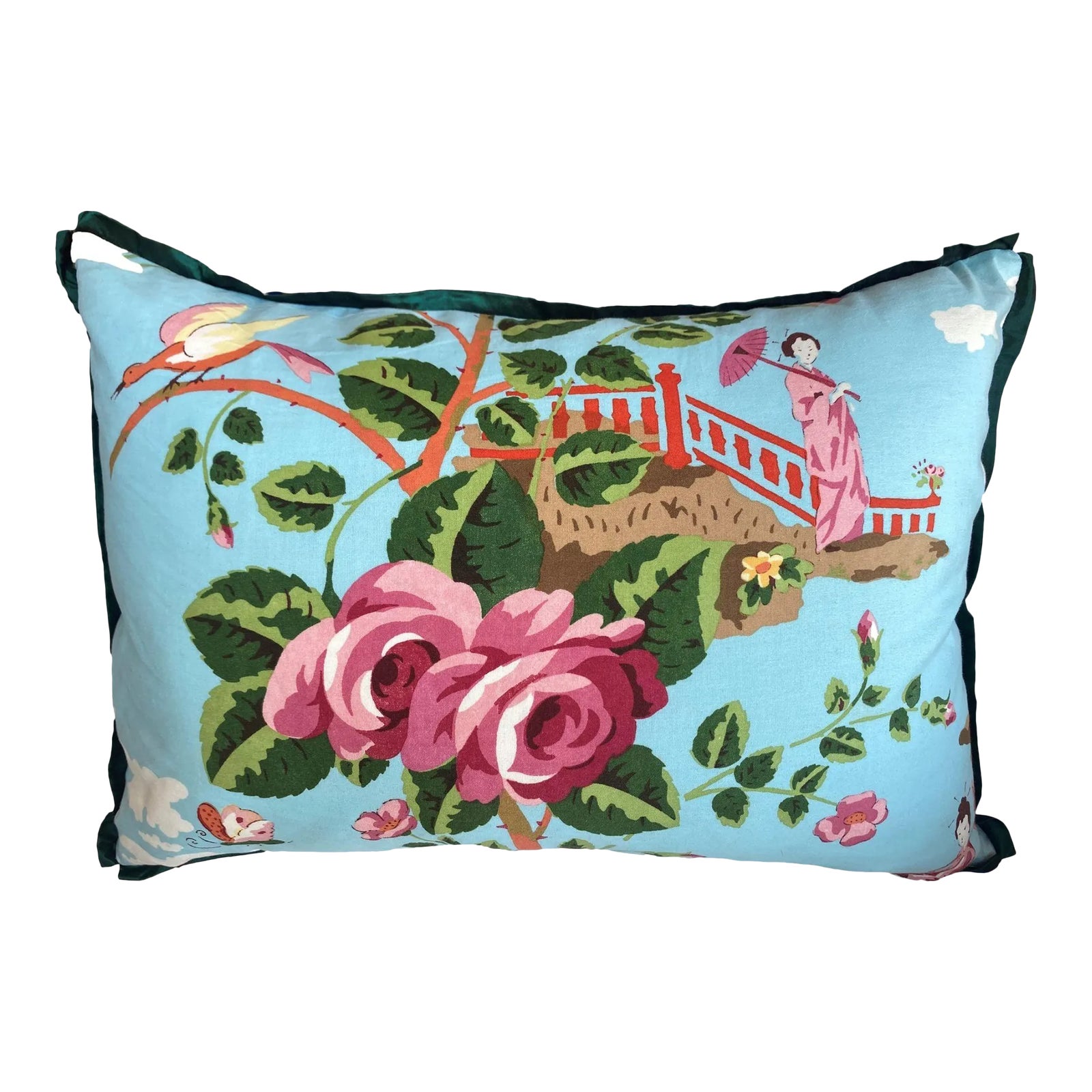 Vintage Chinoiserie Floral Pillow | Chairish
