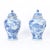 Cornflower Blue Pair of Blue and White Porcelain Lidded Urns With Lilies For Sale - Image 8 of 8