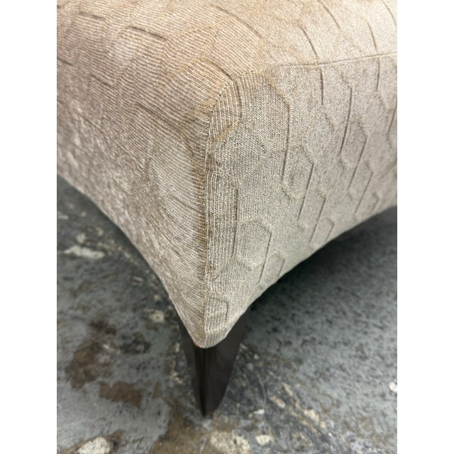 Taupe Custom Design Taupe Chenille Patterned Ottoman For Sale - Image 8 of 12