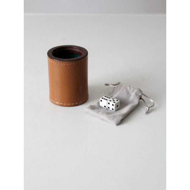 Vintage Leather Dice Cup Set For Sale - Image 6 of 12