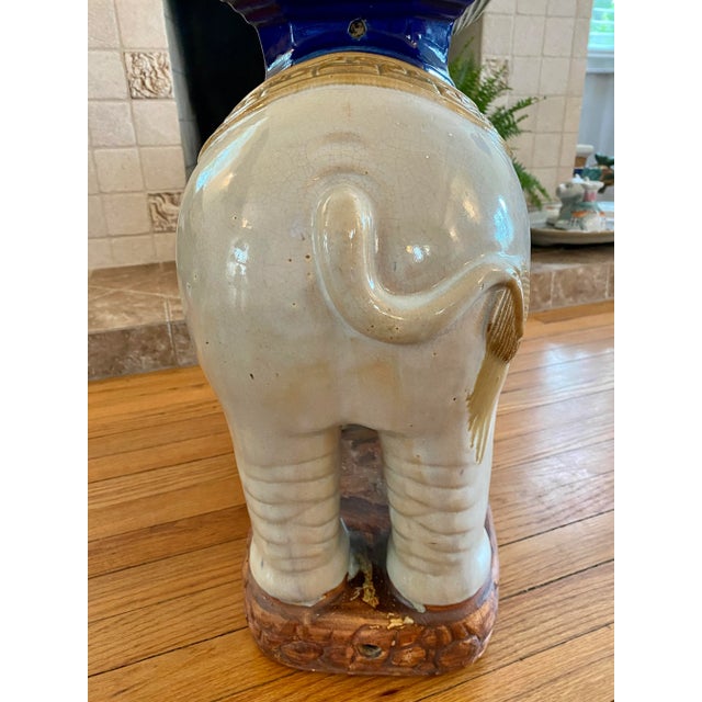 Mid-Century Glazed Terracotta Elephant Garden Stool | Chairish