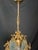 Vintage Brass Chandelier Pendant Light French Style Floral Glass Ceiling Fixture For Sale - Image 10 of 12