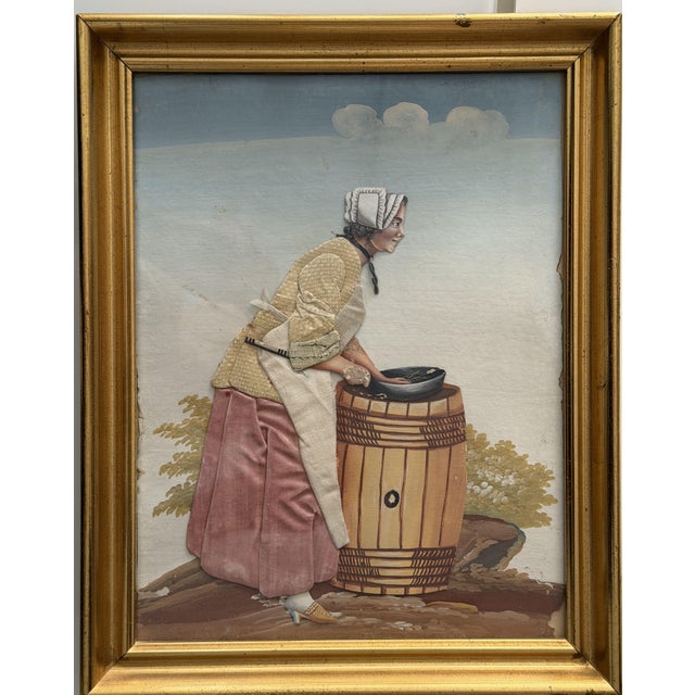 Anonimo, Scene, 1800s, Gouache and Fabric For Sale - Image 6 of 6
