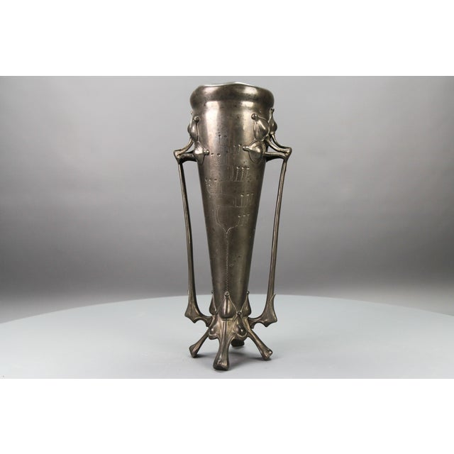 Art Nouveau Pewter Vase with Plant Motifs, Early 20th Century For Sale - Image 3 of 18