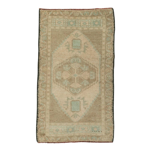 Turkish Mini Rug Oriental Hand Knotted Vintage Rug 1'9" x 3' #21087 For Sale