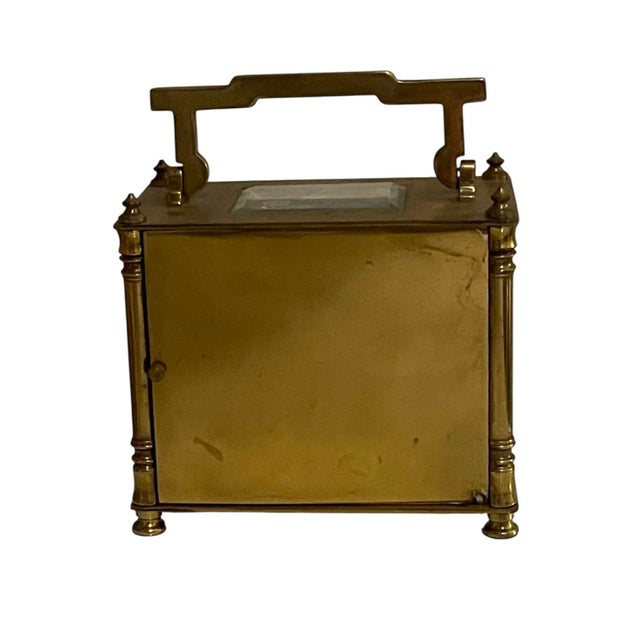 Late 19th Century French Brass Carriage Clock Mignonnette With Key For Sale - Image 4 of 9