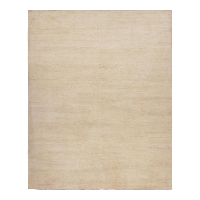 Rug & Kilim’s Modern Textural Oversized Rug With Striae of Beige For Sale