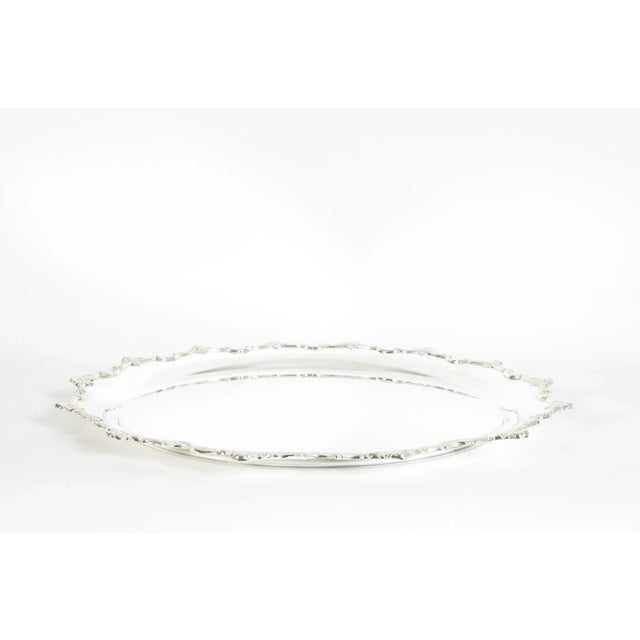 Metal English Sheffield Plated Circular Barware Tray For Sale - Image 7 of 10