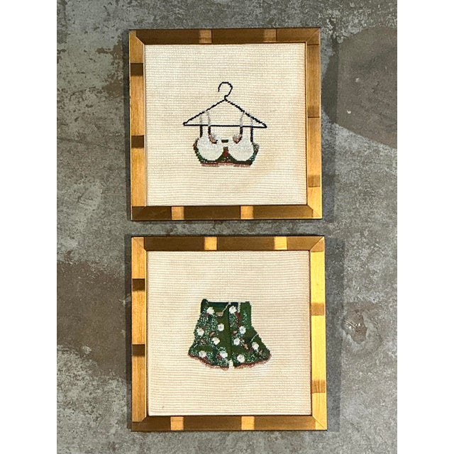 Late 20th Century Vintage Original Needlepoint Swimsuit - Set of 2 For Sale - Image 5 of 12