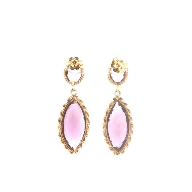 Mid-Century Modern Mid 20th Pair of Amethyst Dangle Earrings For Sale - Image 3 of 3