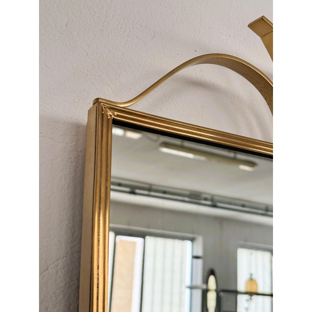 Gold Mid-Century Italian Wall Mirror with Brass Frame and Decor, 1970s For Sale - Image 8 of 17