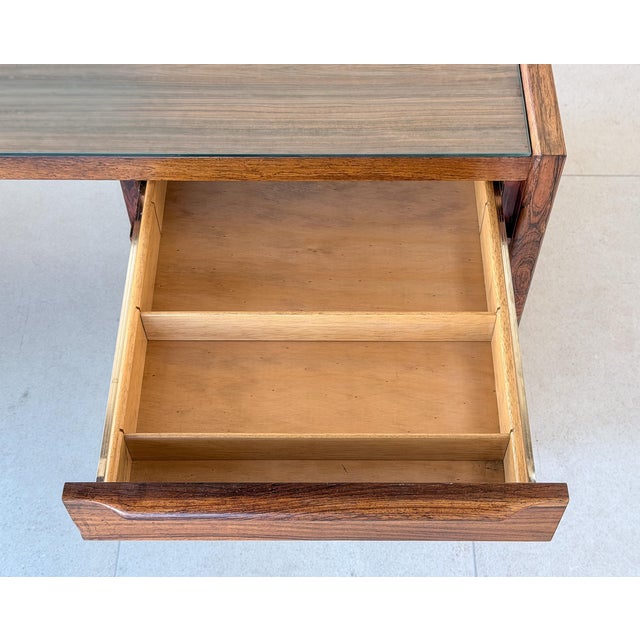Wood Mid 19th Century Brazilian Rosewood Danish Modern Executive Desk For Sale - Image 7 of 9