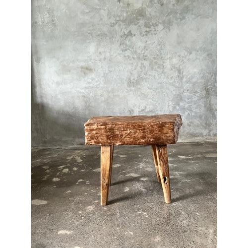 Small Organic Blond Asian Teak Quadripod Bench, Sepuluh For Sale - Image 4 of 18
