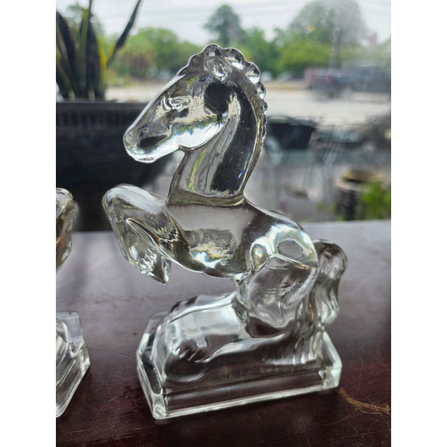 1970s Le Smith Pressed Glass Horse Bookends For Sale - Image 12 of 14