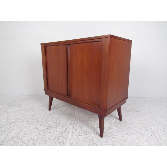 Mid Century Tambour Door Storage Cabinet Chairish