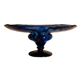 French Art Nouveau Blown Glass Bowl Centerpiece by Charles Schneider, 1920s For Sale