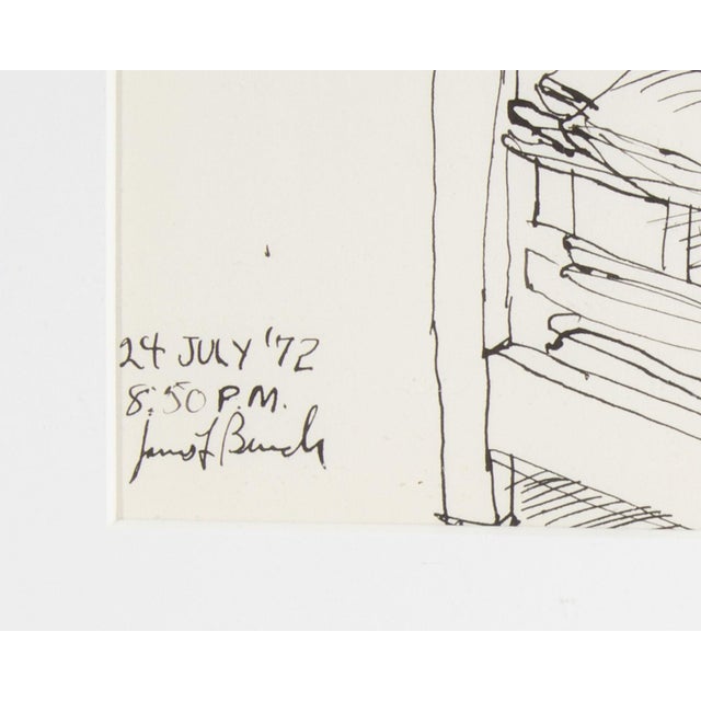 Black 1972 Ink Drawing of an Interior by James L. Bruch For Sale - Image 8 of 8