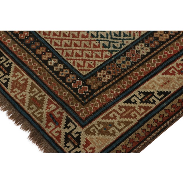 Late 18th Century Antique Kuba Rug in Red and Beige-Brown With Geometric Patterns - Rug & Kilim For Sale - Image 5 of 8