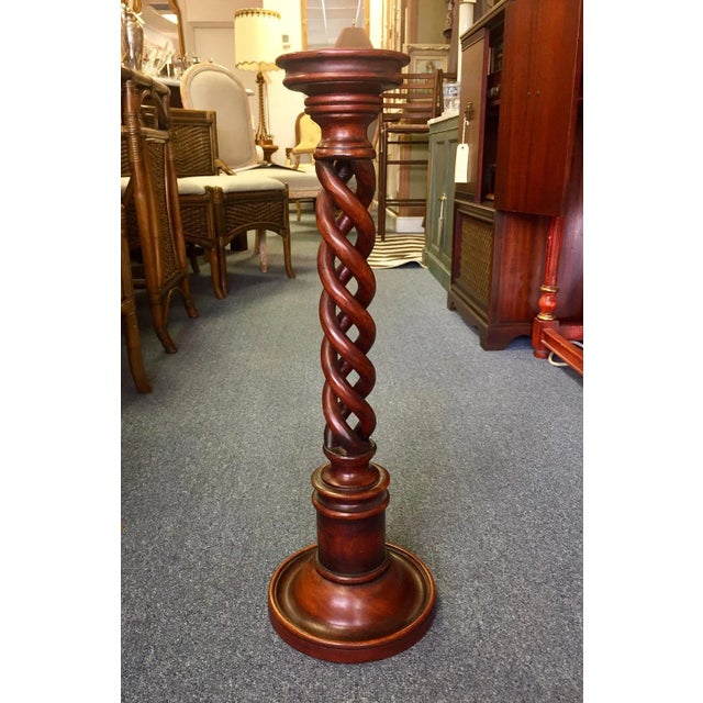 1950s Vintage Wood Barley Twist Candlestick For Sale - Image 9 of 10