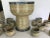 20th Century Pottery Art Punch Bowl Signed Narkter Set 13 Pcs. Great pedestal rare punch bowl about 12.75 inches high With...