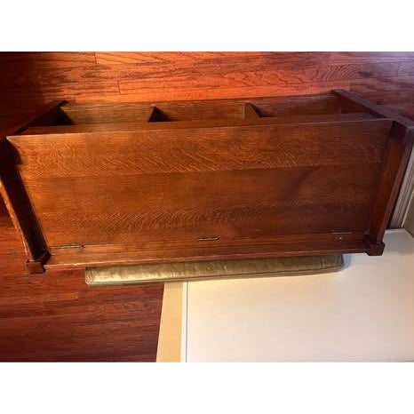 Wood Stickley Mission Bench With Removable Leather Cushion For Sale - Image 7 of 9