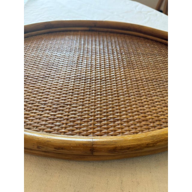 Mid-Century Modern Rattan Serving Tray, Czechoslovakia, 1960s For Sale - Image 4 of 5