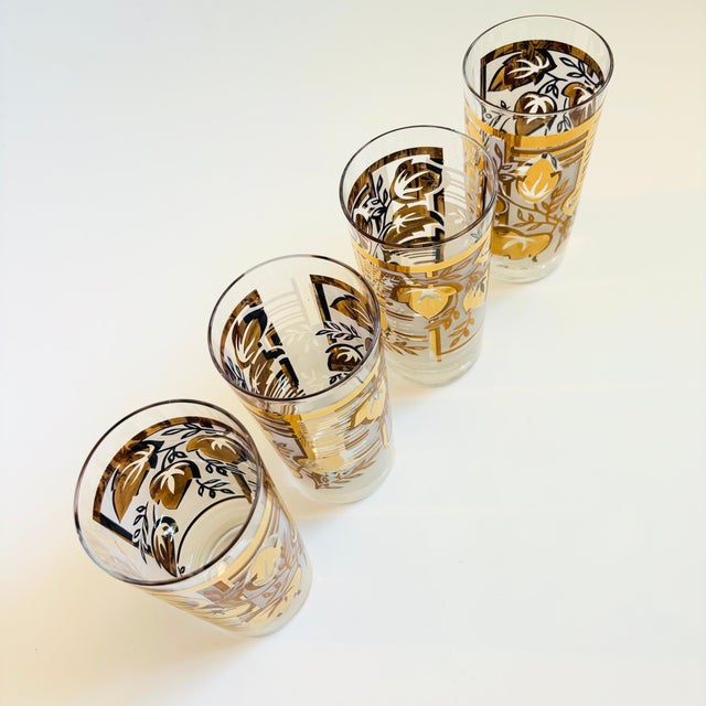 Mid 20th Century Mid Century Gold Leaf Tumblers - Set of 4 For Sale - Image 5 of 7