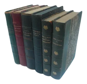 Mid Century Danish Leather-Bound Books - Set of 6