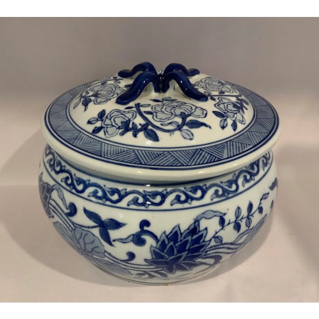 Mid 20th Century Andrea by Sadek Blue and White Lidded Rice Jar For Sale - Image 12 of 12