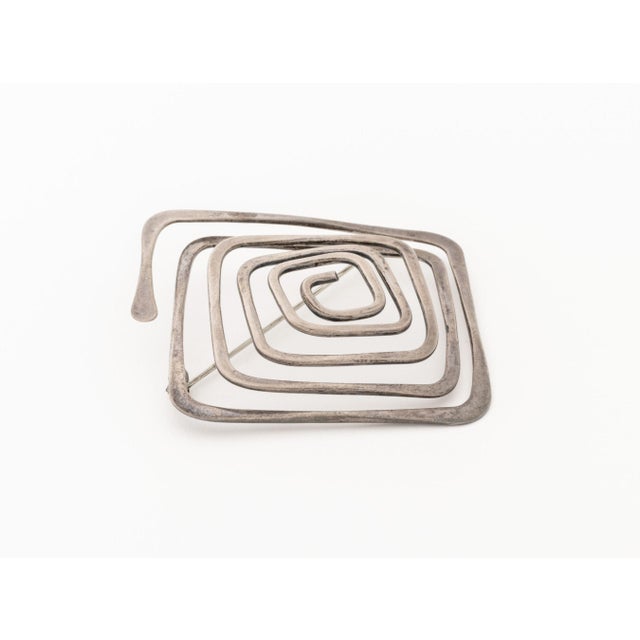 Silver Ed Wiener Geometric Spiral Sterling Silver Brooch For Sale - Image 8 of 11