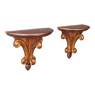 Pair of Vintage Decorative Wall Brackets, English, Clock Shelf, Italianate Taste For Sale