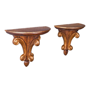 Pair of Vintage Decorative Wall Brackets, English, Clock Shelf, Italianate Taste