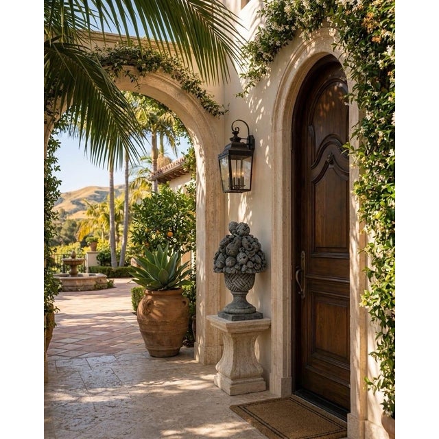 Classical Cast Stone Fruit & Floral Basket Garden Ornament For Sale - Image 11 of 12