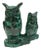 1980s Carved Solid Malachite Stone Owls Sculpture For Sale