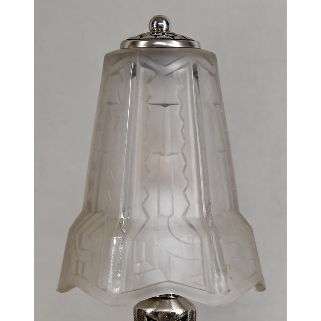 Silver French Art Deco Lamp by P. Maynadier 1930s France - A Pair For Sale - Image 8 of 12
