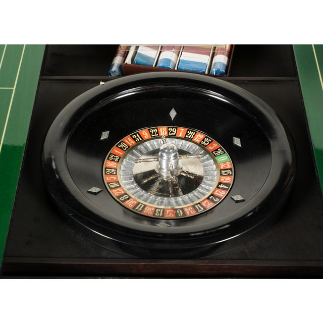 Late 20th Century Italian Marquetry Casino Table Chess Backgammon Roulette Cards For Sale - Image 9 of 15