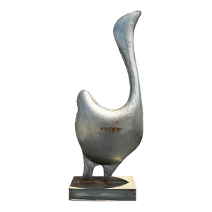 Vintage Abstract Handmade Aluminum Sculpture of Duck