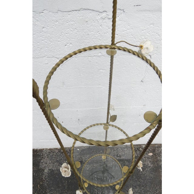 Hollywood Regency Brass Painted Finish Display Shelving Etagere For Sale - Image 9 of 12