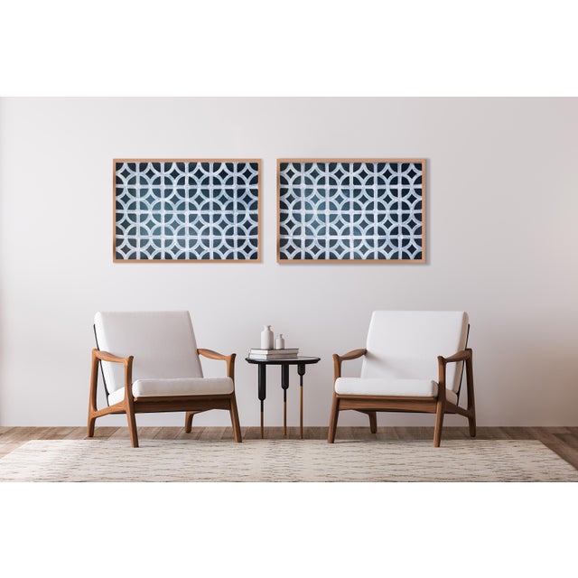 Inspired by Miami’s iconic Art Deco breezeblocks, this painting transforms architectural pattern and ornamentation into a...